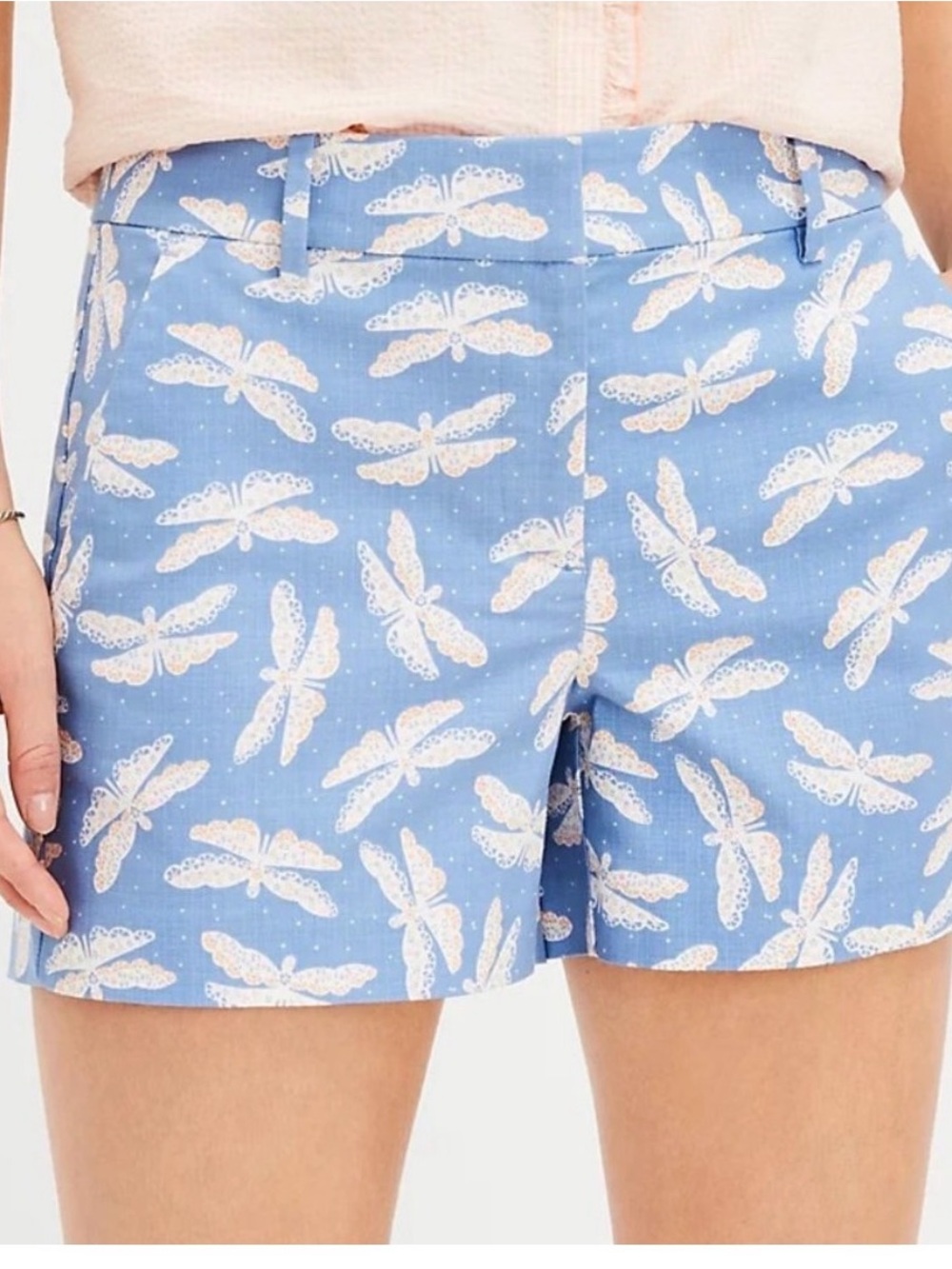 LOFT Light Blue Dragonfly-Print Bermuda Shorts